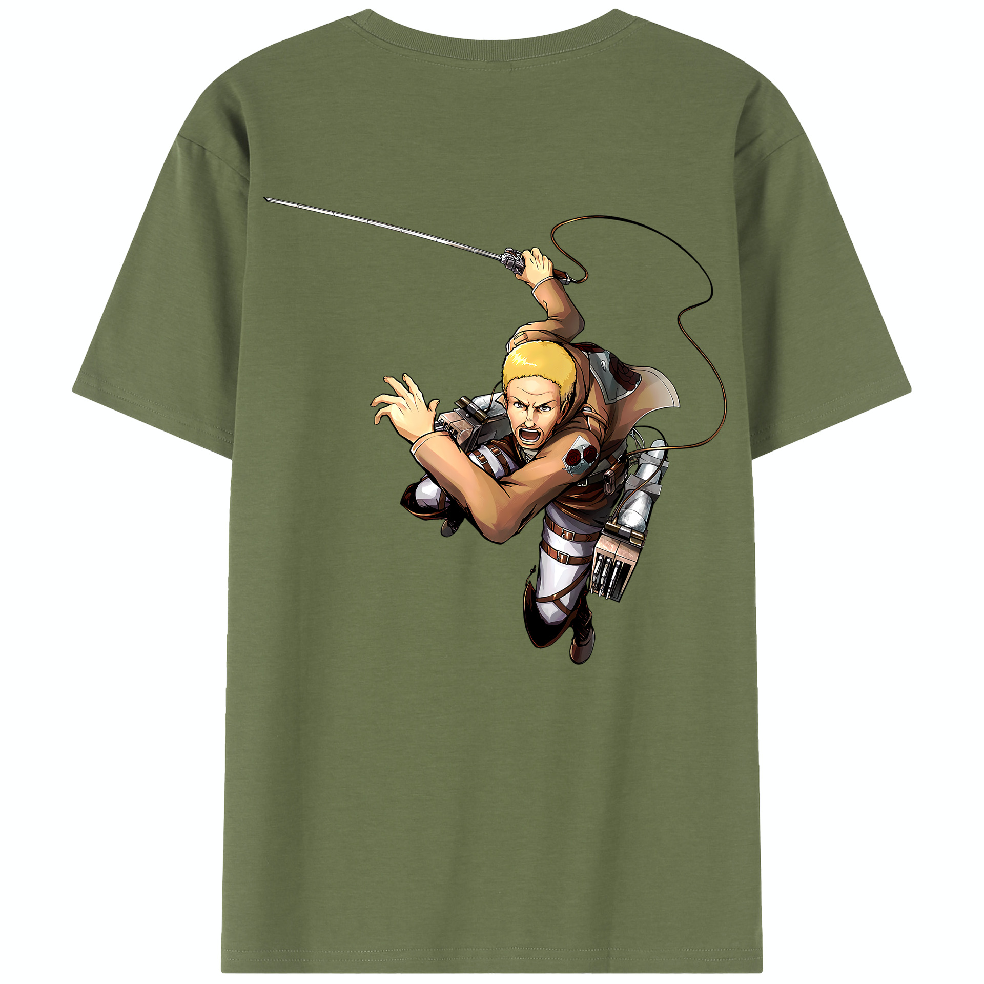 （画像用） 進撃の巨人 ハンネス Attack on Titan Hannes 綿100％半袖Tシャツ（背面プリント）